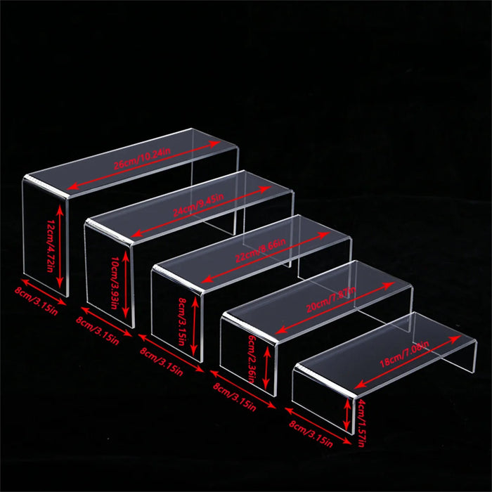 5-piece Acrylic Rectangular Cupcake Display Stand – Transparent Dessert Showcase
