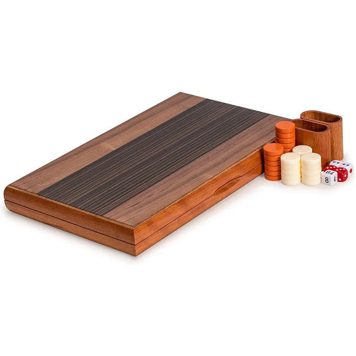 Handmade Foldable Wooden Backgammon Set – 11–17 inch, Inlaid Board & Full Accessory Set