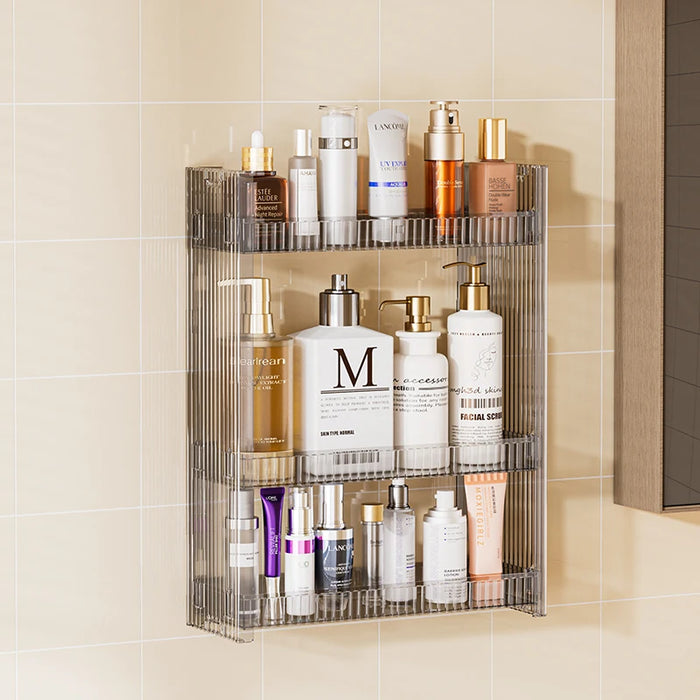 Modern Grey Wall-Mounted Bathroom Cabinet — PVC Vanity (Under 60cm)