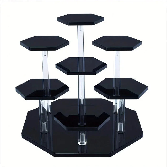 Hexagonal Acrylic Display Stand – Multi-Tier Storage for Jewellery, Cosmetics & Collectibles