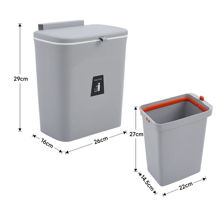 Kitchen Compost Bin — 9L Hanging Bin with Odour-Sealing Lid