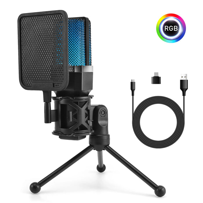 USB Condenser Microphone Kit for PC & Laptop — Desktop Streaming, Podcasting and Gaming
