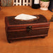 Royal-style Torched Wood Tissue Box Cover – Brown, Four-Leg Design