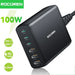 100W GaN USB‑C PD Fast Charger – Quick Charge 4.0/3.0 Desktop Station for iPhone 17 Pro Max