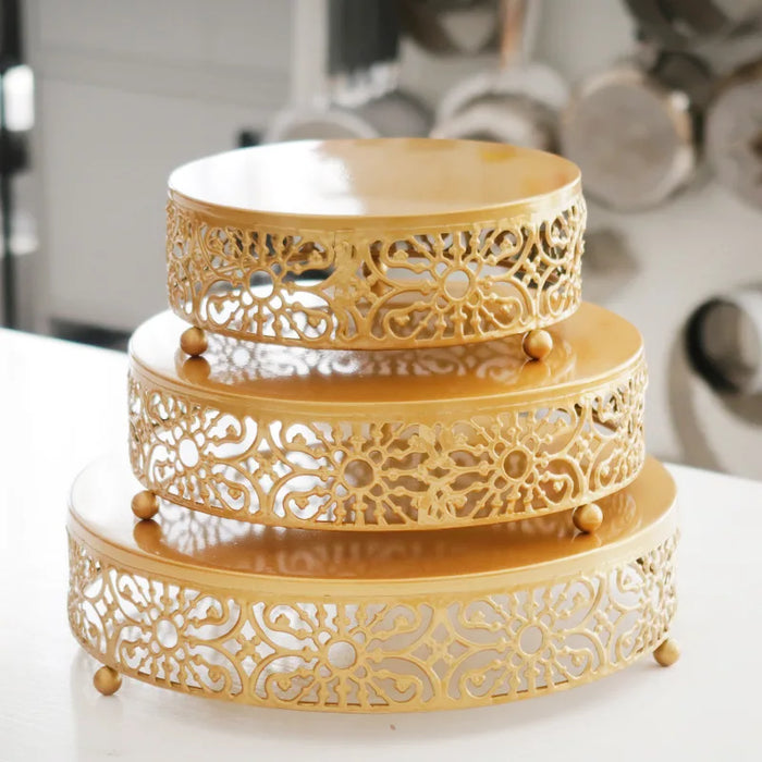 Gold Metal Cake Stand — 20/25/30cm Round Dessert Display (8cm High)