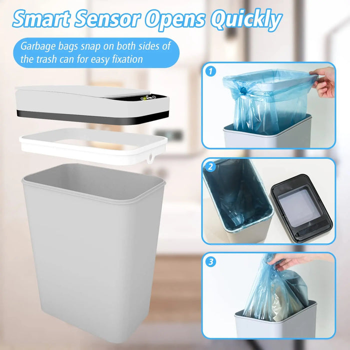 Slim Touchless Motion Sensor Bin with Lid — 12L (approx. 3.5 gal)