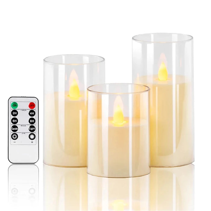 3-piece LED Flameless Candles with Remote Control for Weddings, Parties & Home Decor