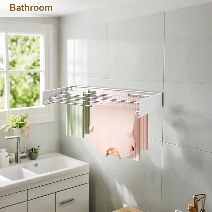 Wall-mounted Foldaway Drying Rack — 80cm (5 rods) or 100cm (6 rods)