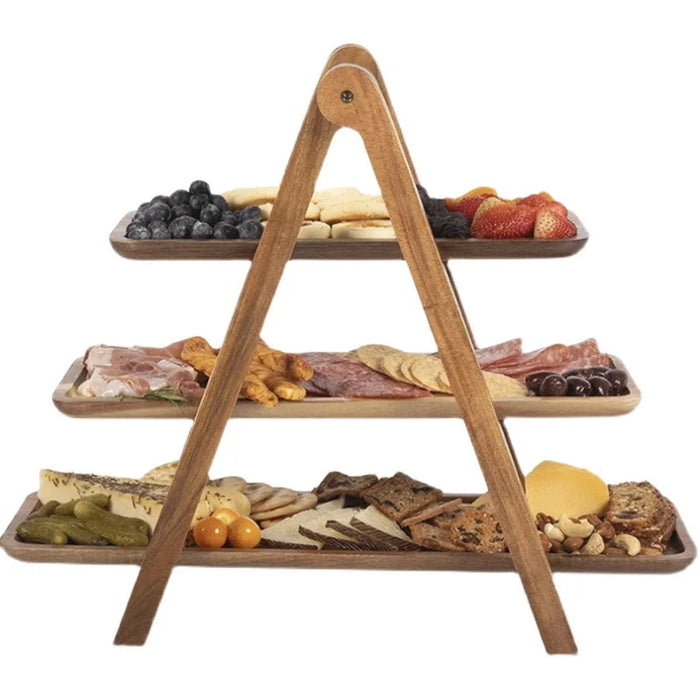 Natural Paulownia Wood 3-Tier Cake Stand — Space-Saving Kitchen Rack