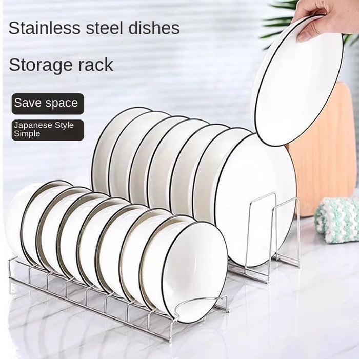 Stainless Steel Dish Draining Rack – Space‑saving Plate & Bowl Holder (Free‑standing)