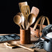 9-Piece Teak Wooden Kitchen Utensil Set with Holder