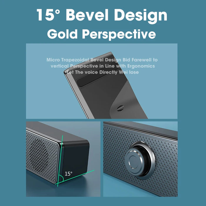Portable Soundbar Speaker — Bluetooth 5.3 & Wired AUX, USB-powered, 2.0 Stereo