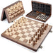 Magnetic Wooden Chess Set 39.37 cm (15.5in) Folding Travel Board with 2 Extra Queens