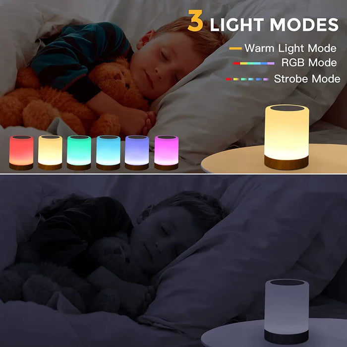 Lampada Touch LED - Lampada da Comodino con Luce RGB, Sensore Touch e Funzione Lampada da Scrivania Portatile - Soluzione Perfetta per l'Illuminazione della Camera da Letto e Regalo per Bambini