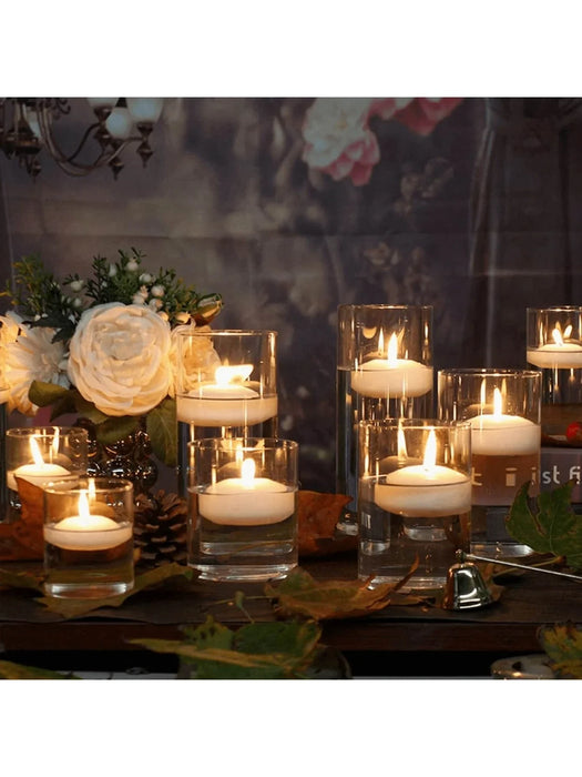 Clear Cylinder Glass Candle Holder – Lead‑Free Calcium Sodium Glass, Multiple Sizes (Candles Not Included)