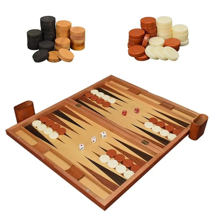 Foldable Wooden Backgammon Set 11–17 inch — Handmade, Foldable Board with Accessories
