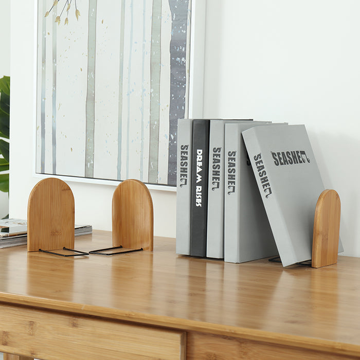 Nature Bamboo Desktop Bookends – Bamboo Book Stand (S & L)