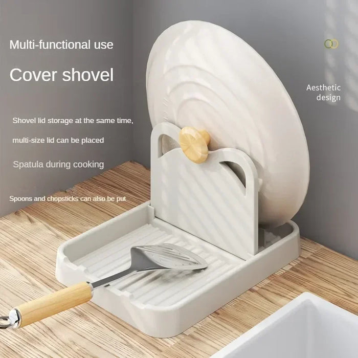 Multifunctional Lid & Spoon Holder — Plastic Stand for Pots, Spatulas & Spoons