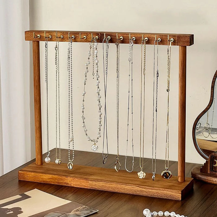 Solid Wood Jewellery Display Stand – Countertop Necklace & Bracelet Rack