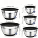 8-Piece Stainless Steel Mixing Bowls with Airtight Lids — Black, Non-Slip Bases
