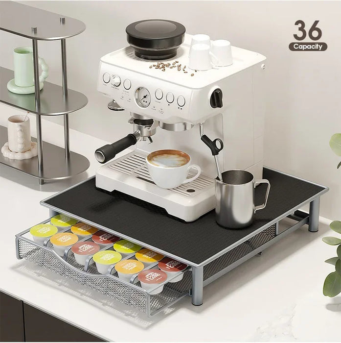 Metal Coffee Capsule Drawer Rack – 36-Capsule Desktop Storage Shelf