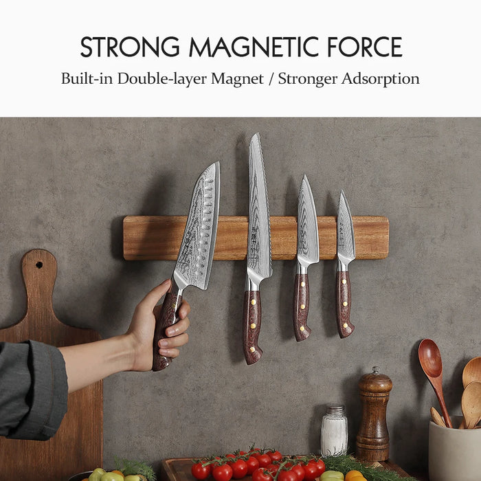 Magnetic Knife Holder 400mm — Acacia Wood Kitchen Rack (Holder Only)