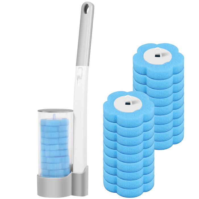 Disposable Toilet Brush Kit — Long Handle, Wall-mounted Holder, Replaceable Heads (24 / 72 pcs)