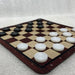 Portable Checkers Set – Wood-Grain Board (24 × 24 cm) with 24 Pieces