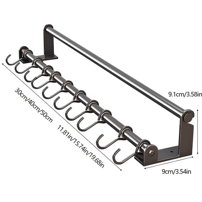 Stainless Steel Double-Rod Kitchen Rack — Spoon Holder & Kitchen Roll Dispenser