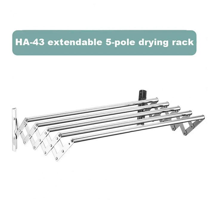 Wall-Mounted Foldaway Clothes Drying Rack - Expandable Stainless Steel