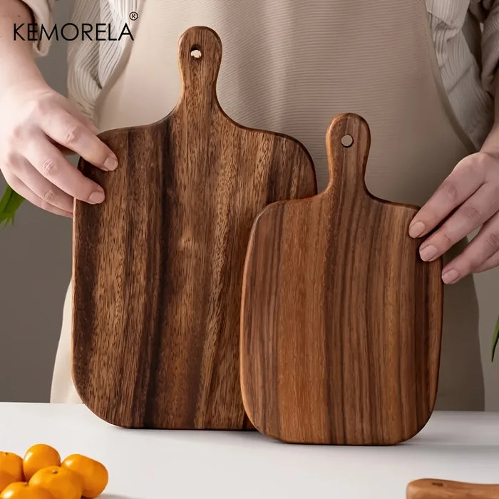 Wooden Cutting Board with Handle — Rectangle Chopping Board for Fish, Cheese, Bread & Fruit