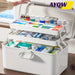 Large Capacity Foldable Medicine Storage Box with Clear Lid — Modern White Plastic Organiser
