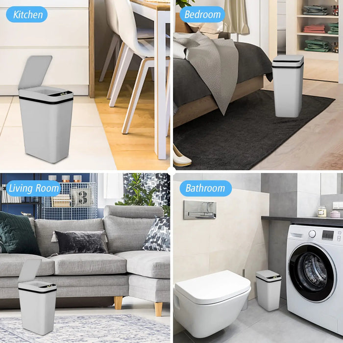 Slim Touchless Motion Sensor Bin with Lid — 12L (approx. 3.5 gal)