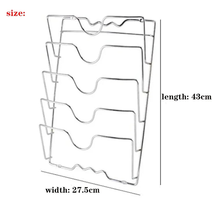 Wall-Mounted Pot Lid Rack — 5-Layer Stainless Steel Kitchen Organizer