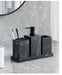 4-Piece Marble-Pattern Resin Bathroom Set — Lotion/Soap Dispenser, Toothbrush Holder, Tumbler & Tray (Black or White)