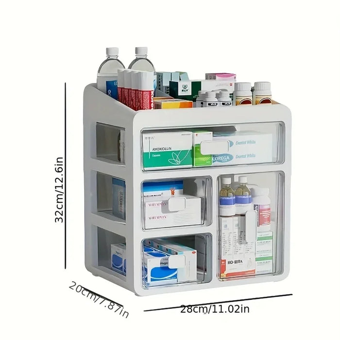 Drawer-style medicine organiser — large-capacity multi-purpose storage box