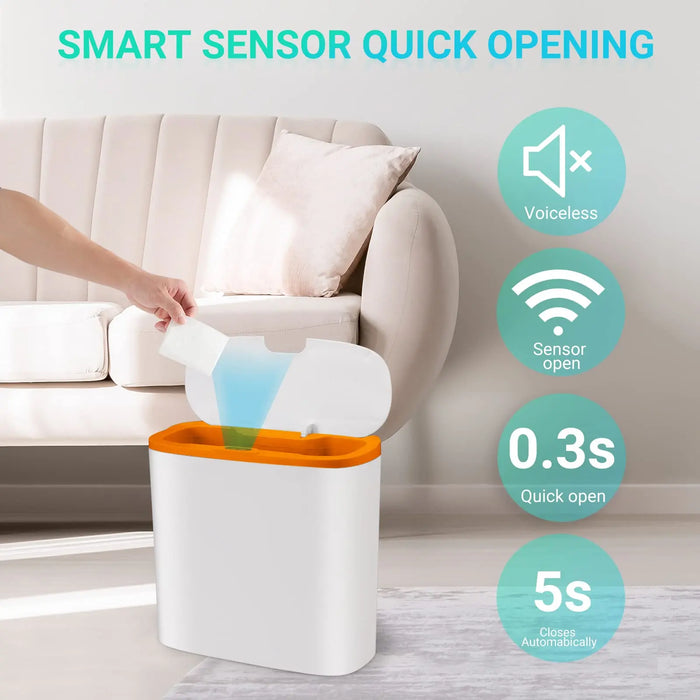 Automatic Touchless Bin with Lid — Motion Sensor, Waterproof Slim Design (13L)