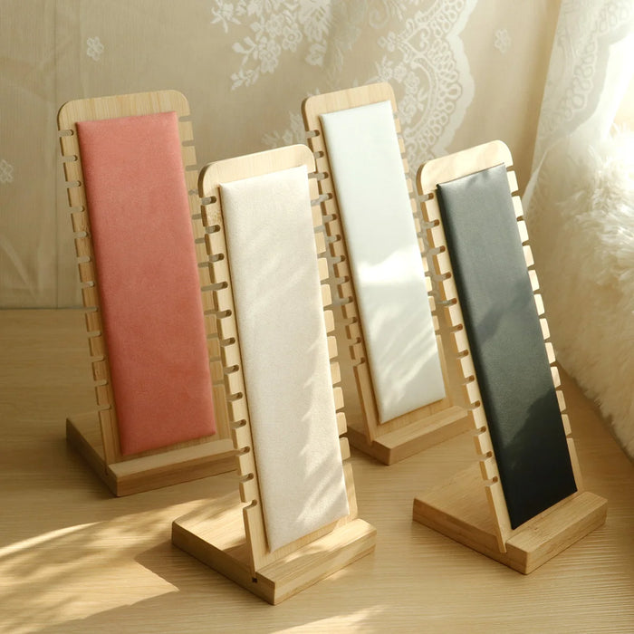 Bamboo Jewellery Display Stand — Large Capacity Necklace & Bracelet Rack (Desktop)