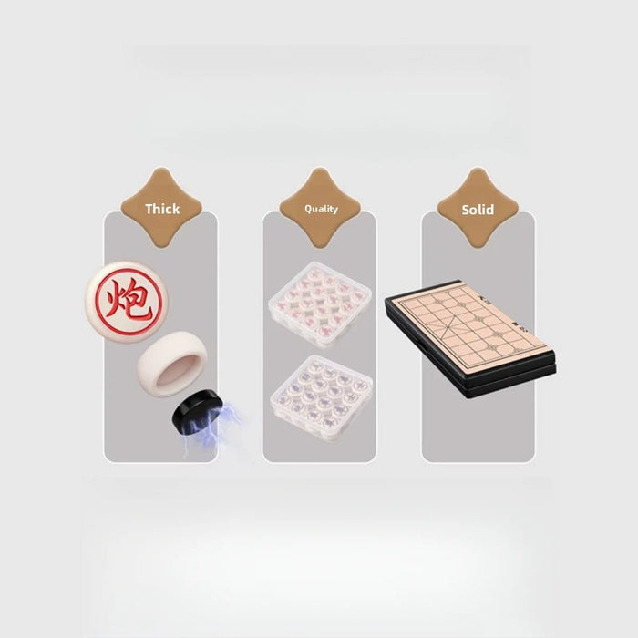 Children's Magnetic Chinese Chess Set – Wooden Foldable Board with Box (21cm or 25cm)