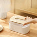 Bamboo & Solid Wood Tissue Box — Removable Napkin Holder, White or Black