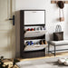 Narrow 3-Tier Flip-Top Shoe Cabinet – Walnut & White Vertical Storage