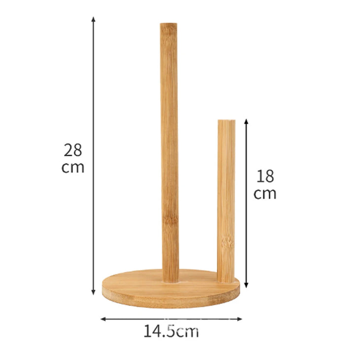Bamboo Paper Towel Holder — Vertical Wooden Roll & Cling Film Organiser