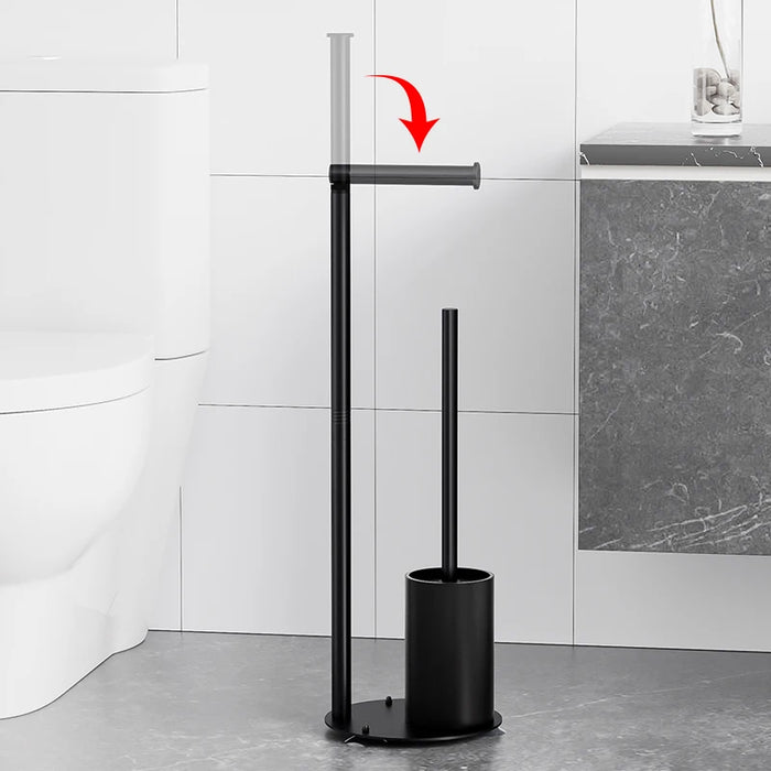 Foldable Floor-Standing Toilet Roll Holder with Reinforced Base, Standalone Dispenser