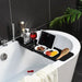 Extendable Bathtub Shelf Tray – Plastic Bath Rack for Towels & Books (White/Black)