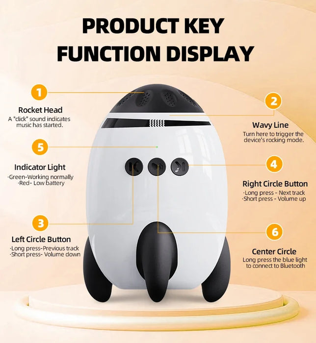 Portable Baby Soother — Bluetooth Sleep Aid & Rocker, USB‑C Rechargeable (White)