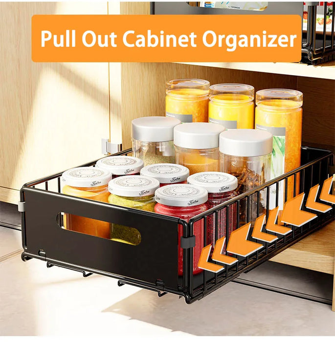 Kitchen Pull-Out Cabinet Organiser – Slide-Out Spice & Snack Storage