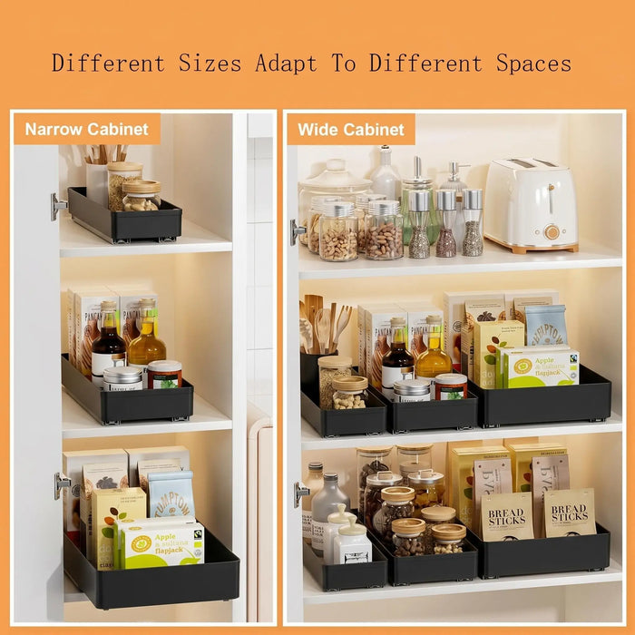 No-Drill Pull-Out Cabinet Organiser — Sliding Drawers for Kitchen & Pantry