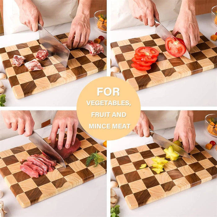 End-grain Rubber Wood Chopping & Serving Board (Flippable) — JT549