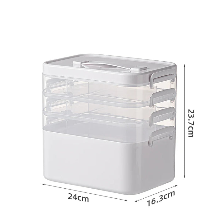 Large Portable Multi‑Tier Medical Storage Box — Plastic Medicine Cabinet