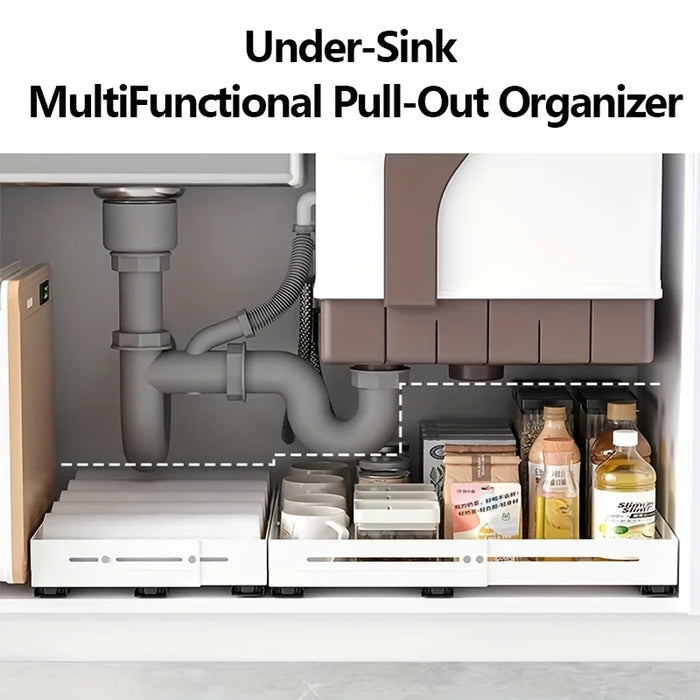 Pull-Out Cabinet Organiser (Expandable 18.5\"-23.5\") — Silent 3-Rail Slide